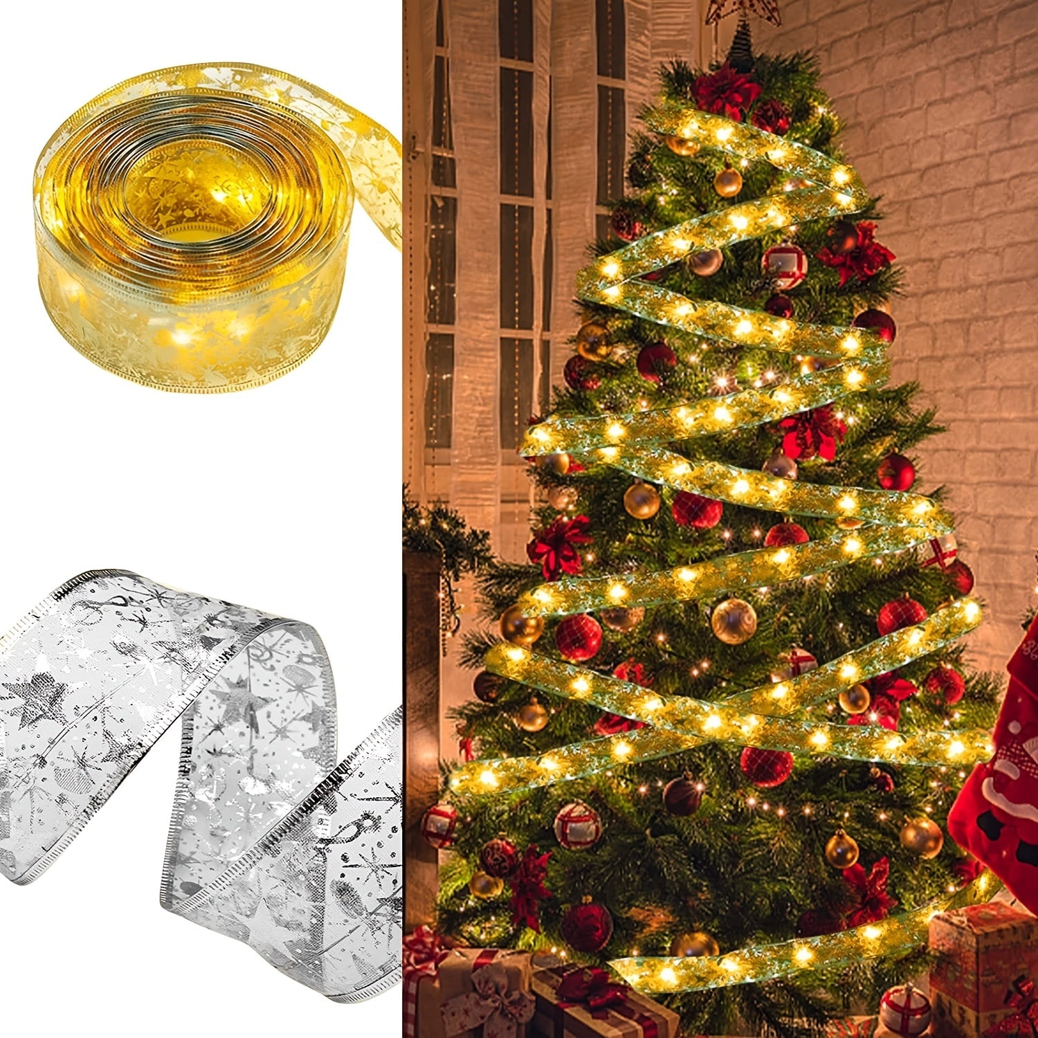 1pcled Ribbon Light Ribbon Ribbon Light String Christmas Tree Decoration Lights 2 Meters 20 Lights
