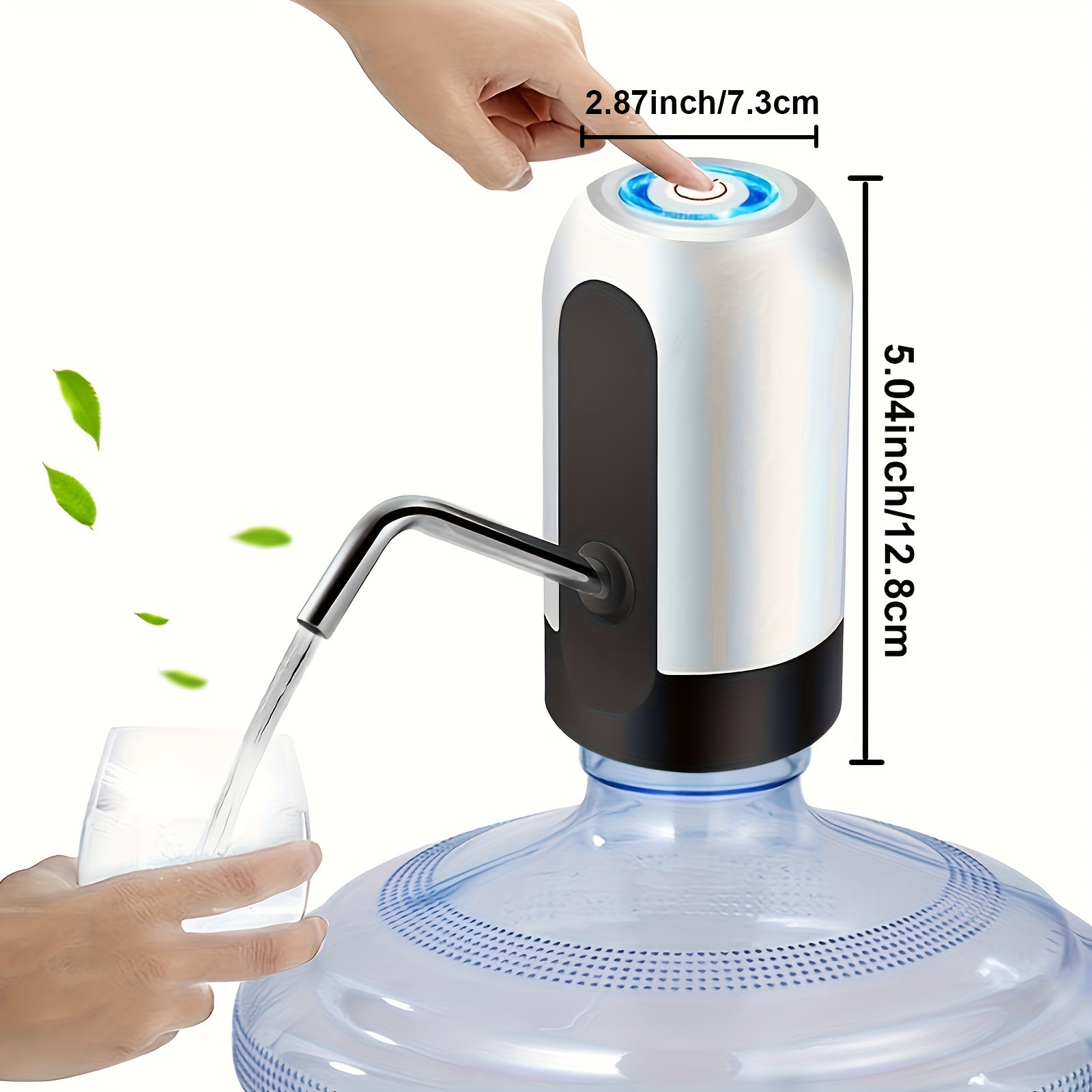 [Sanhao Electric Pump] Sanhao 1pc Electric Water Jug Pump - USB Rechargeable Automatic Drinking Water Dispenser for 3-5 Gallon Bottles - Portable Insert Mount with Built-in Lithium Battery for Camping, Sleek Design, Transpare