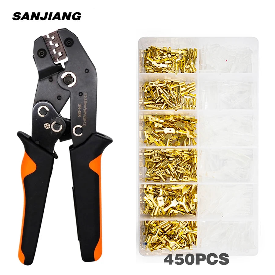 2.8/4.8/6.3mm Crimp Terminals Insulated Male and Female Wire Connector Electrical Wire Spade Connectors Insulated Sleeves Kit