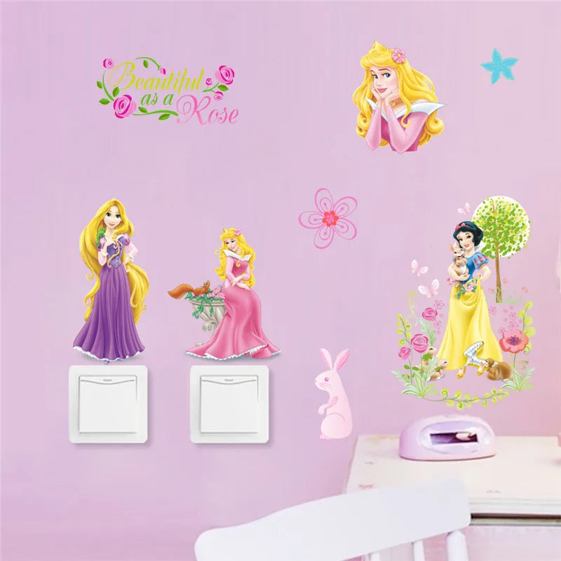 Colorful Princess Bird deer height measure wall stickers decals children bedroom kindergarten Decoration wall sticker Decals