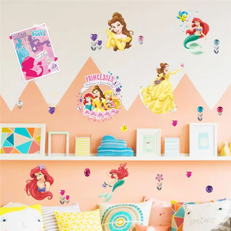 Colorful Princess Bird deer height measure wall stickers decals children bedroom kindergarten Decoration wall sticker Decals