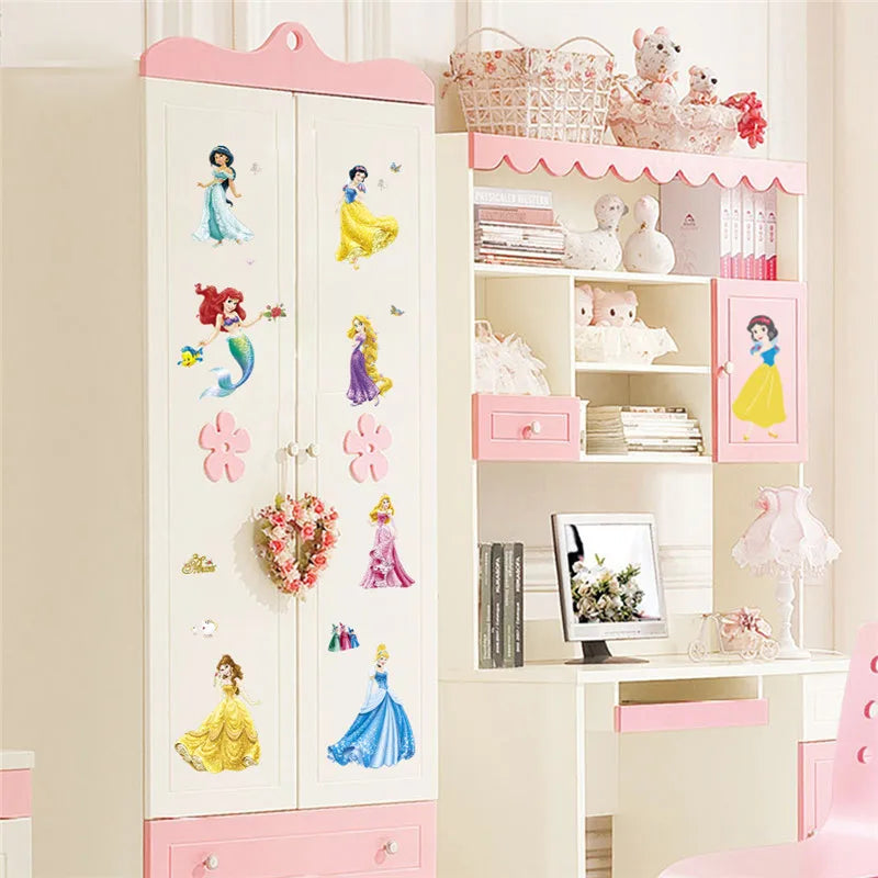 Colorful Princess Bird deer height measure wall stickers decals children bedroom kindergarten Decoration wall sticker Decals