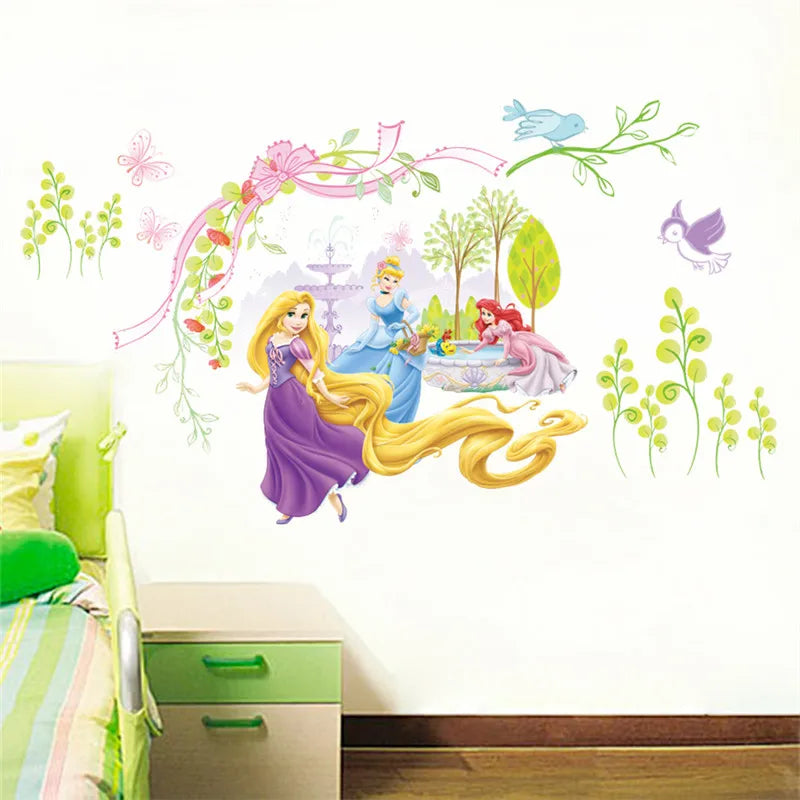Colorful Princess Bird deer height measure wall stickers decals children bedroom kindergarten Decoration wall sticker Decals