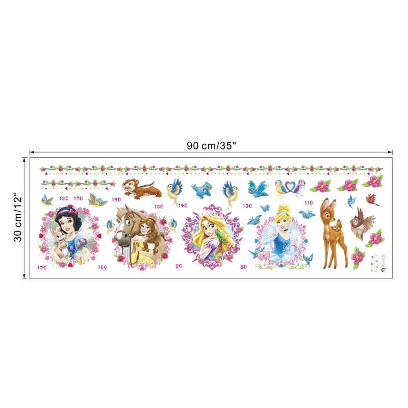 Colorful Princess Bird deer height measure wall stickers decals children bedroom kindergarten Decoration wall sticker Decals