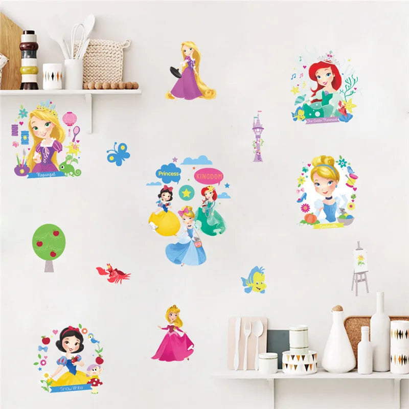 Colorful Princess Bird deer height measure wall stickers decals children bedroom kindergarten Decoration wall sticker Decals