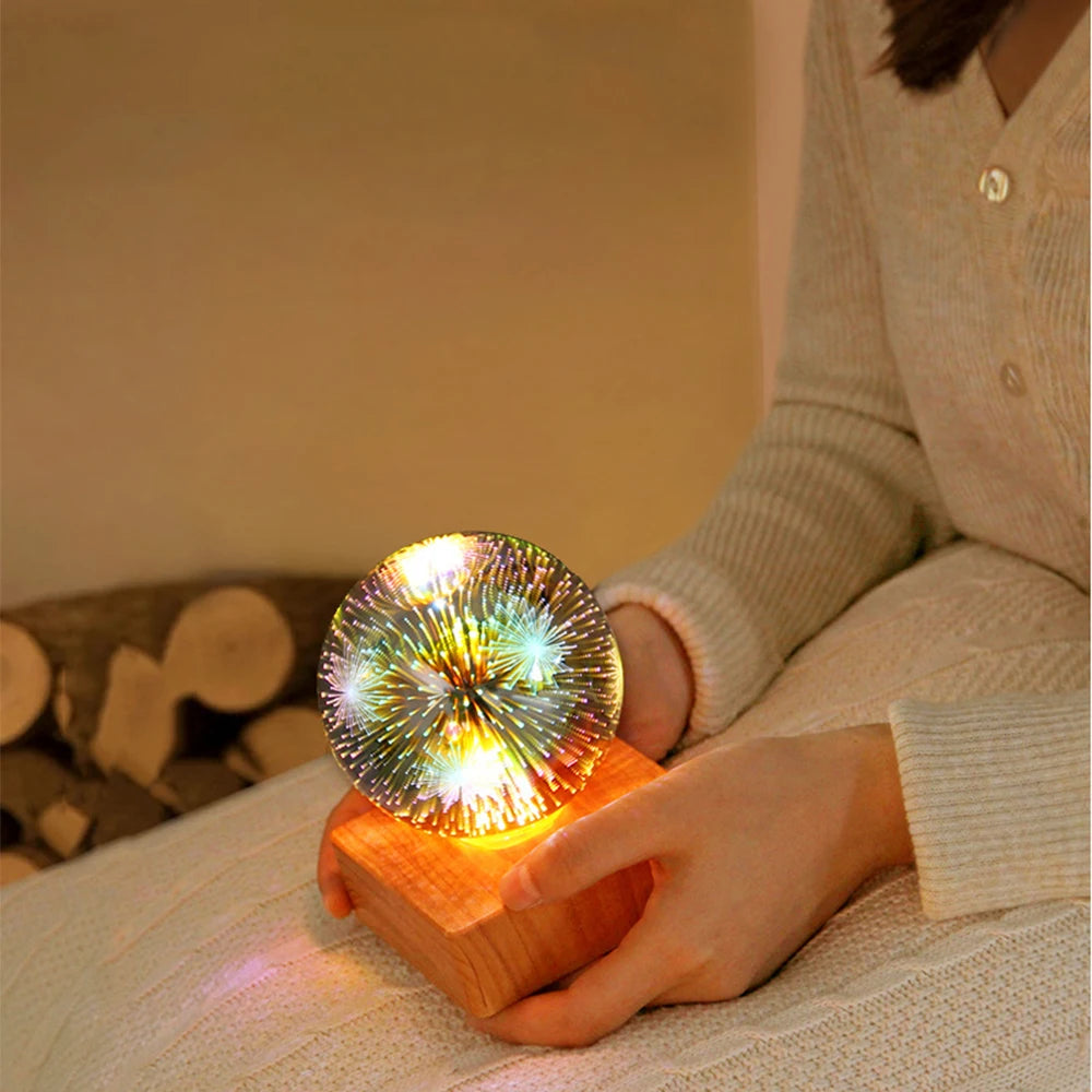 3D Crystal Ball Lamp Laser Engraved Galaxy Planet Moon Saturn LED Night Light Home Decor Valentine's Day Father's Day Gift
