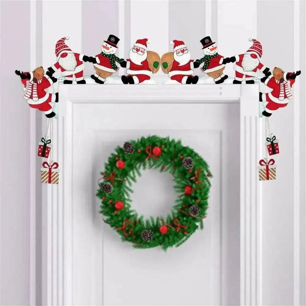 2026 New Wooden Santa Door Corner Decor Snowman Reindeer Pendant Christmas Cartoon Door Frame Decor Party Christmas Ornament