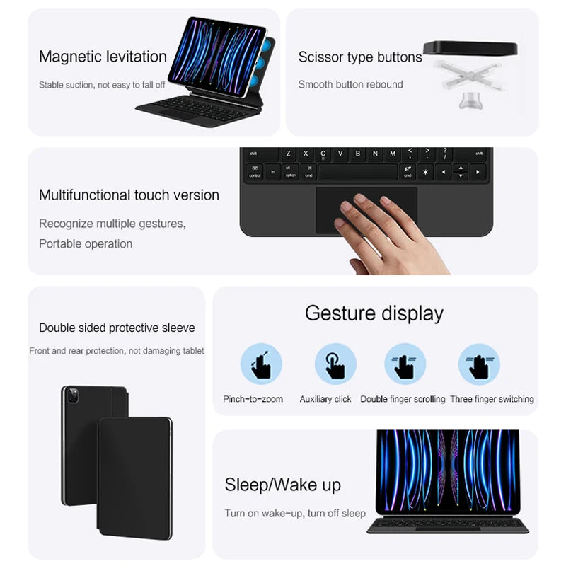 Magic Keyboard for iPad Pro 11 12.9 Air 4 Air 5 for iPad 10th Generation Pro 12.9 6th 5th 4th 3rd Gen Smart Cover Magnetic Case