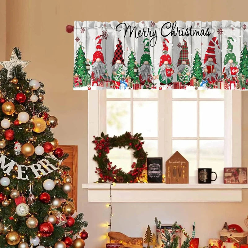 Christmas Short Curtains Valances Merry Christmas Decorations For Home 2025 Xmas Navidad Kitchen Bedroom Ornaments New Year 2026