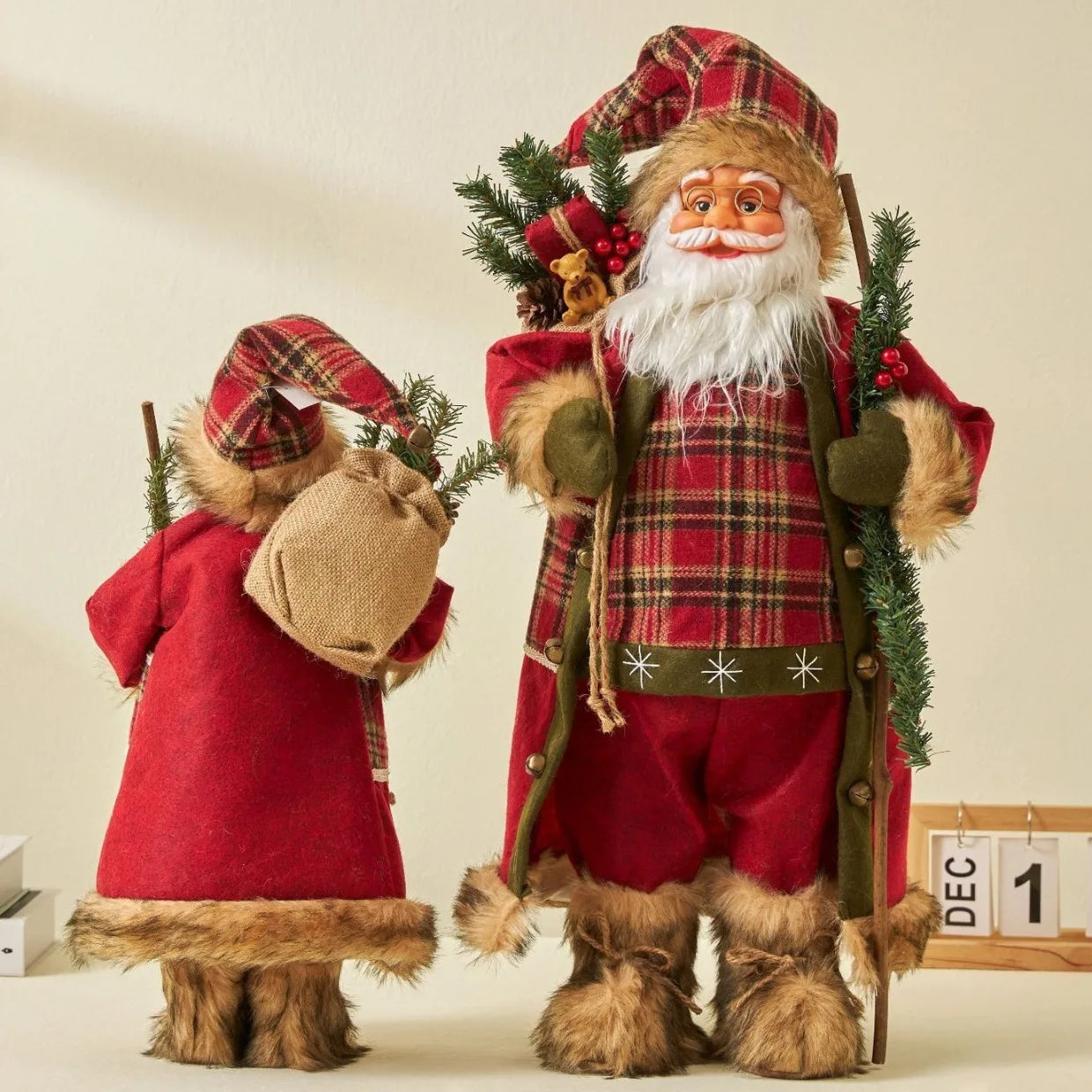 1pc Santa Claus Christmas Ornament - 12.6 inch Plastic Bird 3D Statue, Classic Holiday Decoration for Home and Kitchen, No Feath