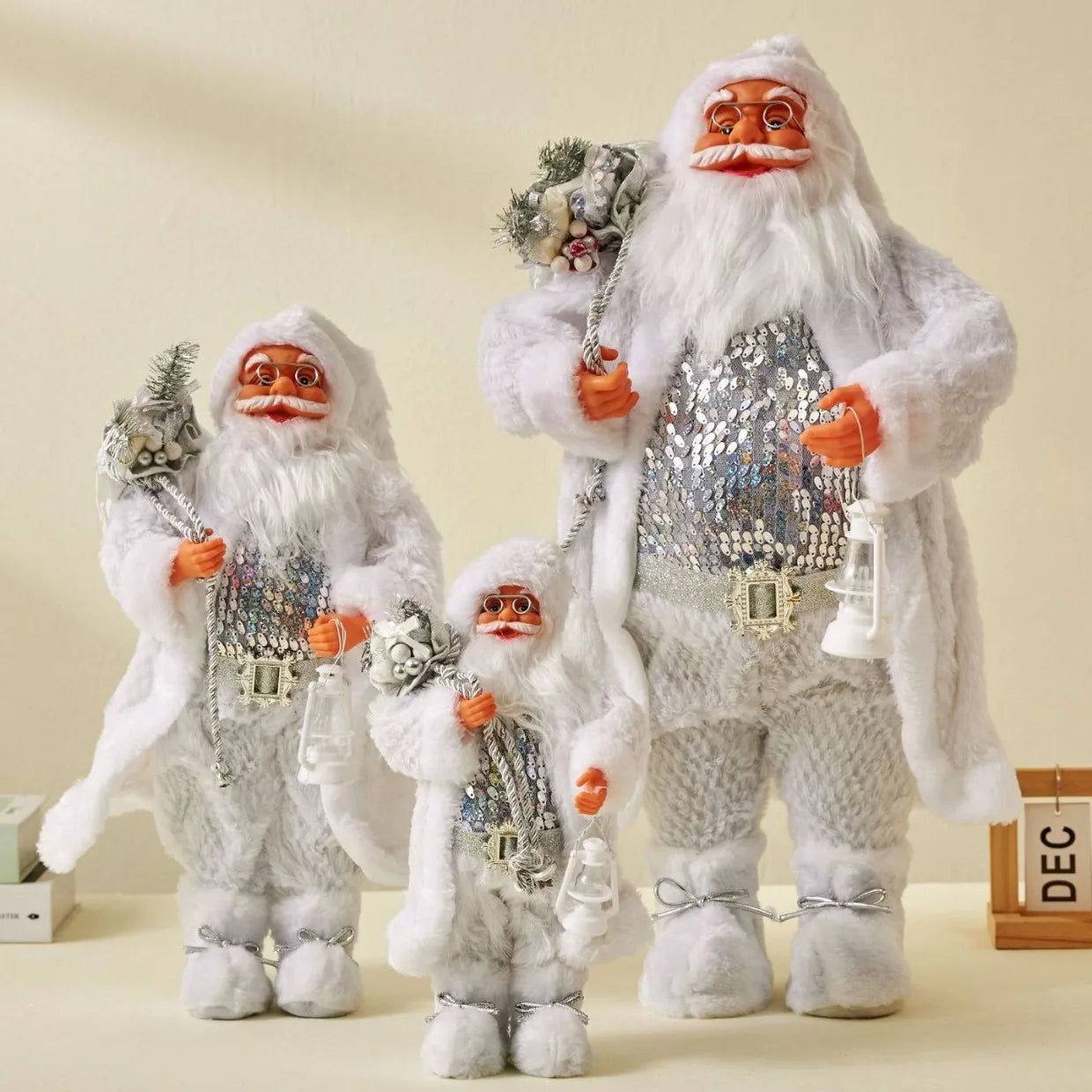 1pc Santa Claus Christmas Ornament - 12.6 inch Plastic Bird 3D Statue, Classic Holiday Decoration for Home and Kitchen, No Feath