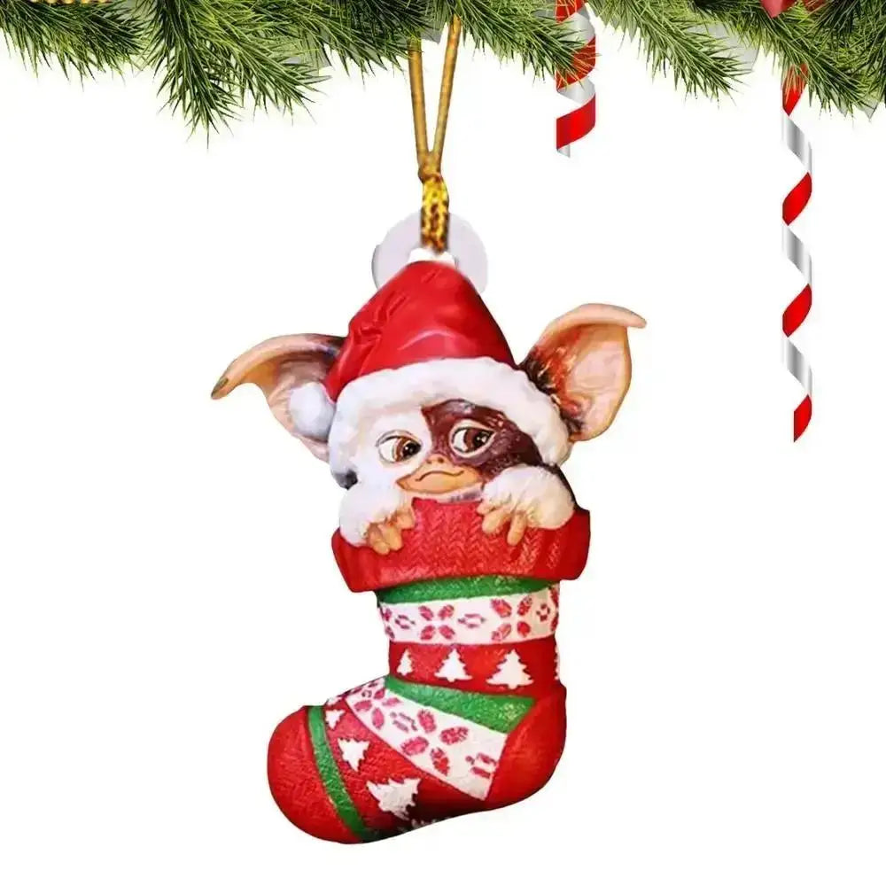 Xmas Gremlins Santa Hat Socks Dog Honeycomb Ball Christmas Tree Pendant Christmas Party Decorations Children Christmas Gift