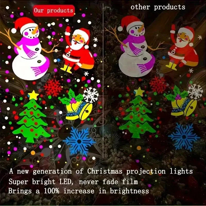 Christmas Window Projector LED Snowflake Snow Elk Laser Projector 16 Patterns Projection Lamp Xmas Party Home Door Decoration