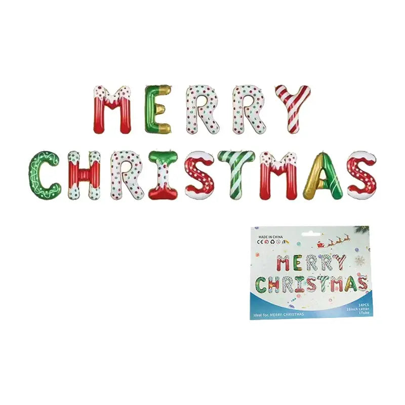 Christmas Decoration Balloons Santa Claus Snowman Aluminum Foil Letter Balloon Banner Merry Christmas Theme Party Decor Supplies