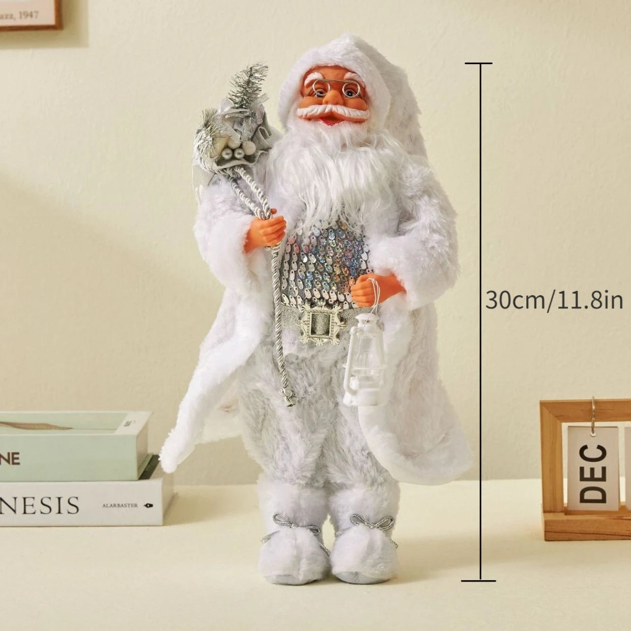 1pc Santa Claus Christmas Ornament - 12.6 inch Plastic Bird 3D Statue, Classic Holiday Decoration for Home and Kitchen, No Feath
