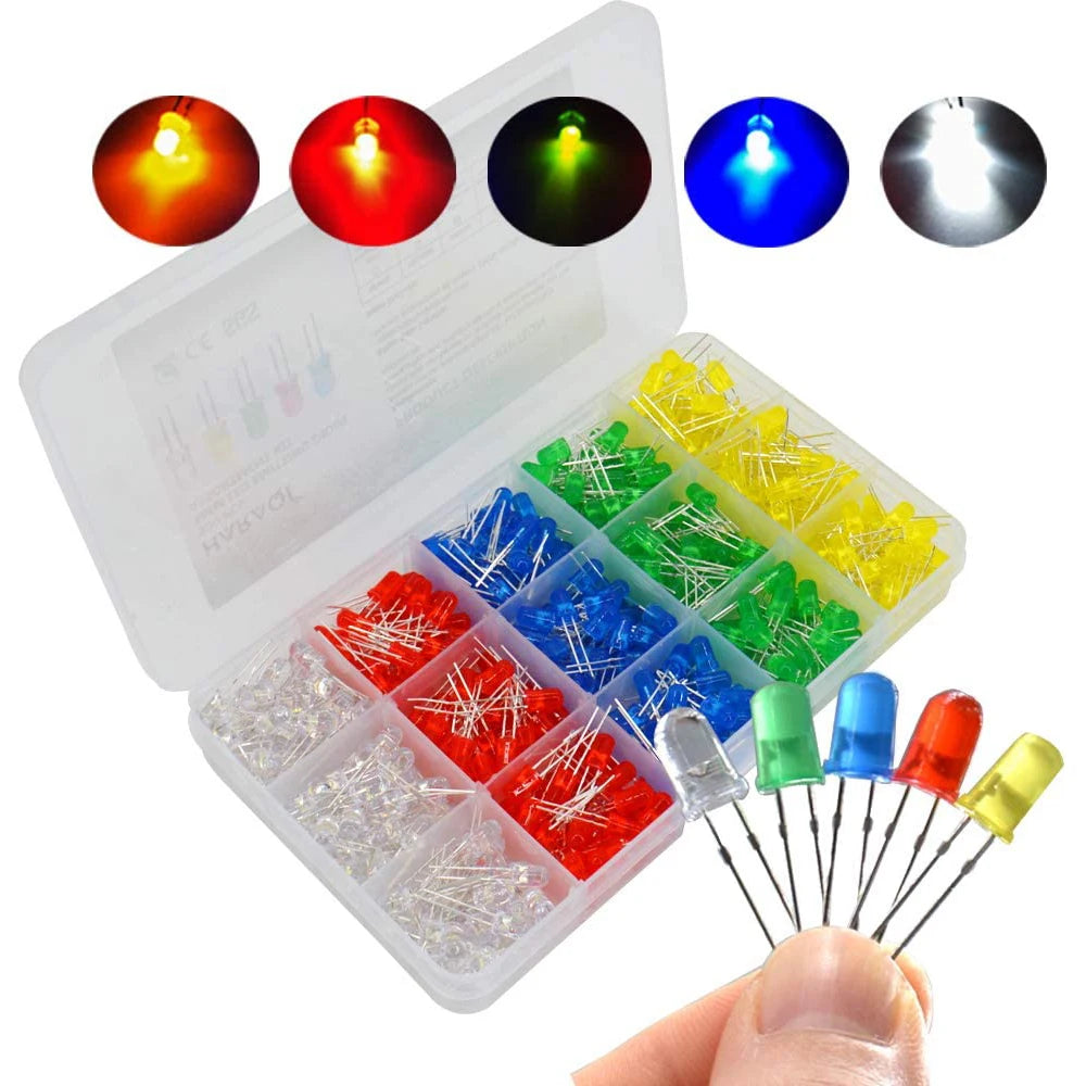 100PCS/lot  3mm 5mm F3 F5 Round LED Ultra Bright White Green Yellow Blue White Red Light Emitting Diode For Diy Kit