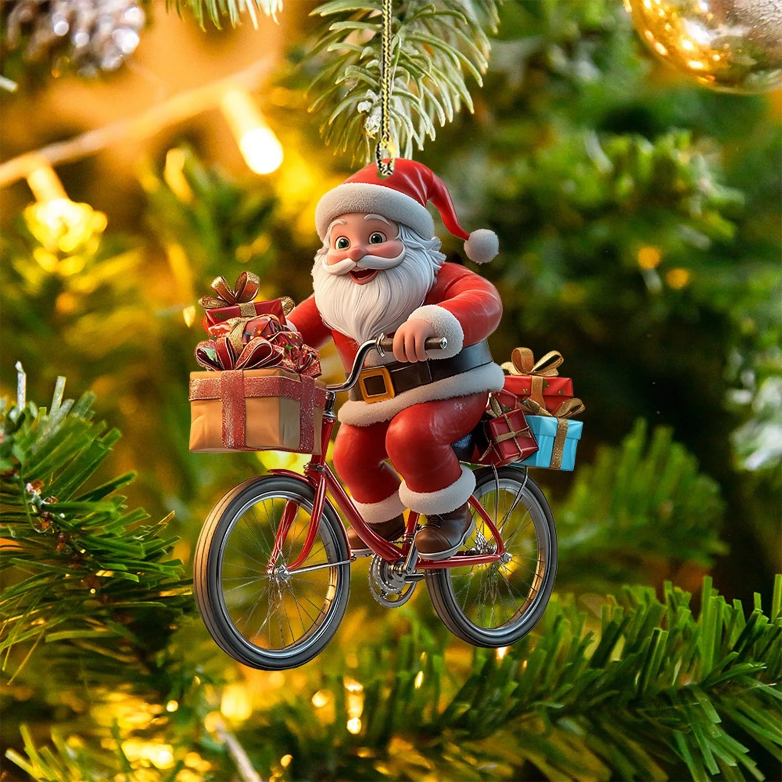Christmas Tree Pendant Acrylic 2D Cartoon Santa Claus Snowman Festive Hanging Ornaments for Christmas Tree Decor Cute Cartoon