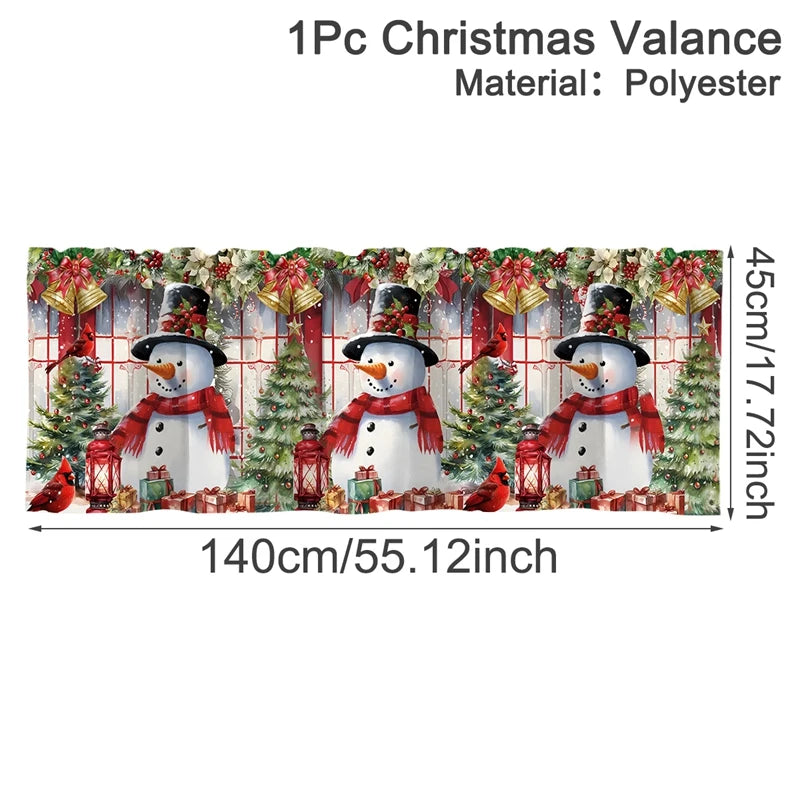 Christmas Short Curtains Valances Merry Christmas Decorations For Home 2025 Xmas Navidad Kitchen Bedroom Ornaments New Year 2026