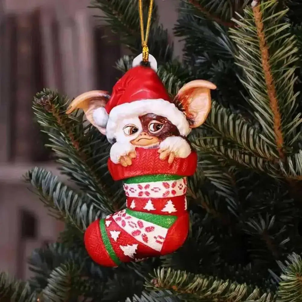 Xmas Gremlins Santa Hat Socks Dog Honeycomb Ball Christmas Tree Pendant Christmas Party Decorations Children Christmas Gift