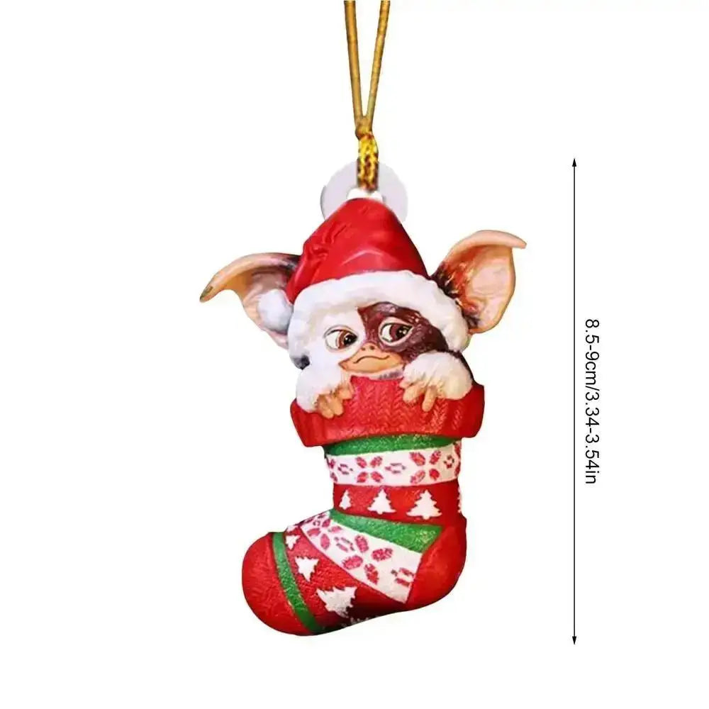Xmas Gremlins Santa Hat Socks Dog Honeycomb Ball Christmas Tree Pendant Christmas Party Decorations Children Christmas Gift