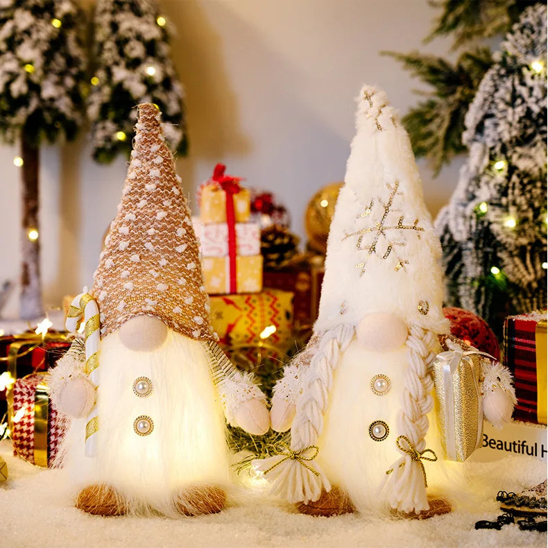 Glowing Gnome Christmas Faceless Doll 30cm Tree Decorations 2025 Night Light Xmas Gift Navidad 2023 New Year Home Decor