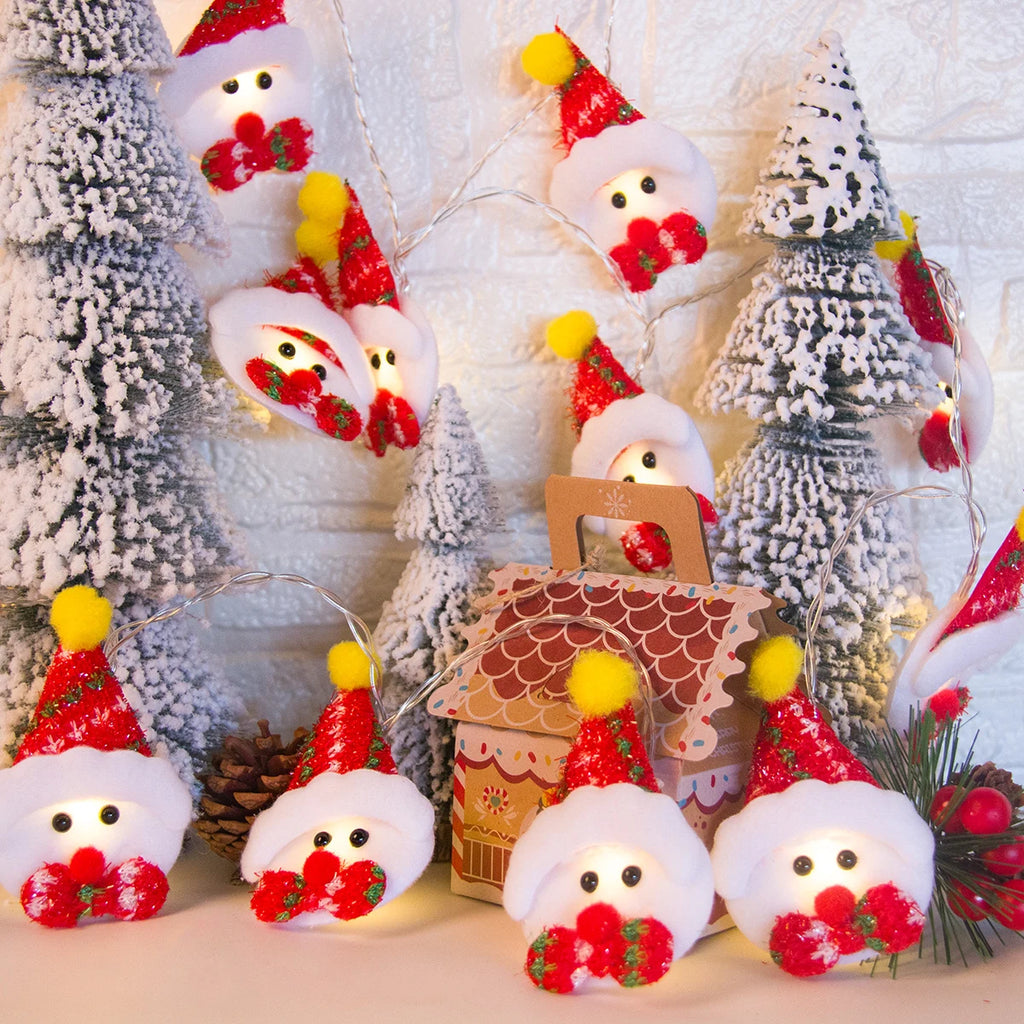 Christmas Snowman Felt Light String Red Hat Snowman 1.5m LED Light Decoration Christmas Decorations Navidad Noel New Year Decor
