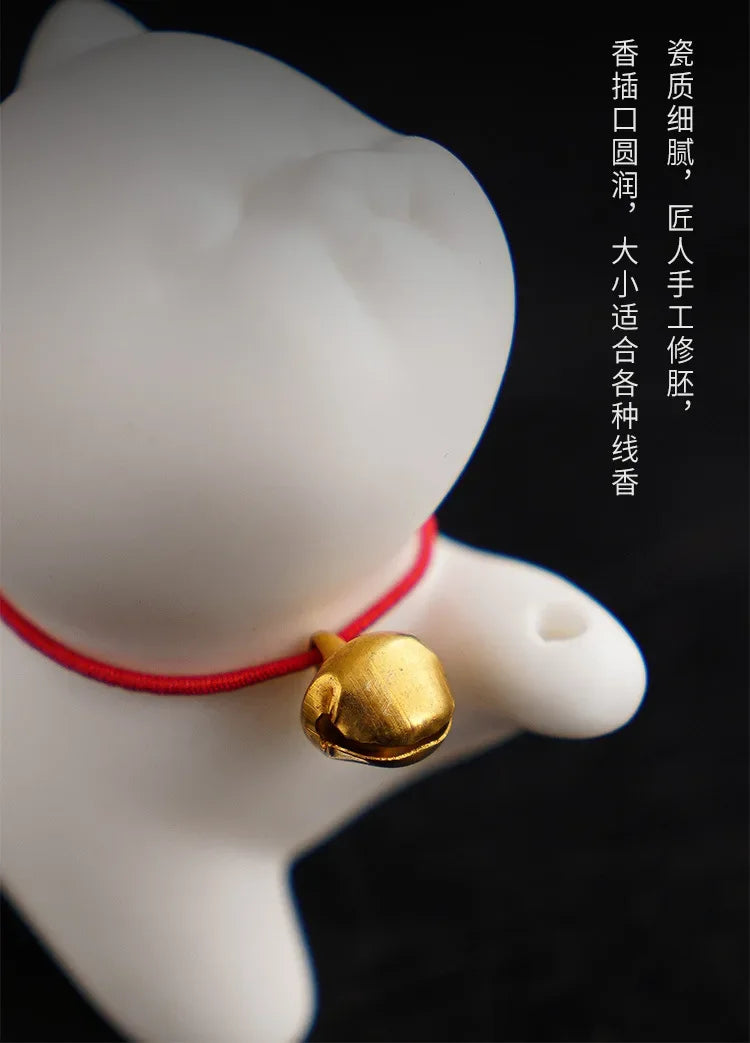 Cute Cat Buddhism Line Incense Plate Incense Burner Stick Holder Sandalwood Coil Base Temples Yoga Studios Home Decoration