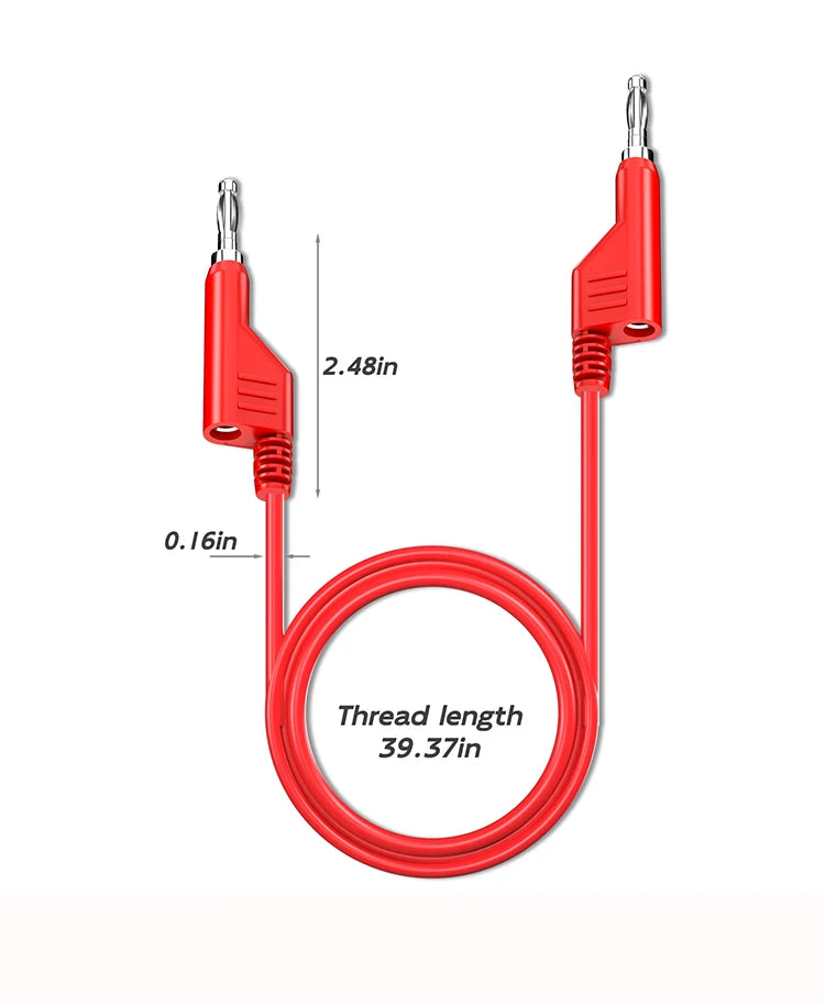 Cleqee P1036 2PCS Dual 4mm Stackable Banana Plug Multimeter Test Leads 1m/2m/3m Electrical Test Cables Red/Black 1000V 15A