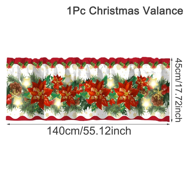 Christmas Short Curtains Valances Merry Christmas Decorations For Home 2025 Xmas Navidad Kitchen Bedroom Ornaments New Year 2026