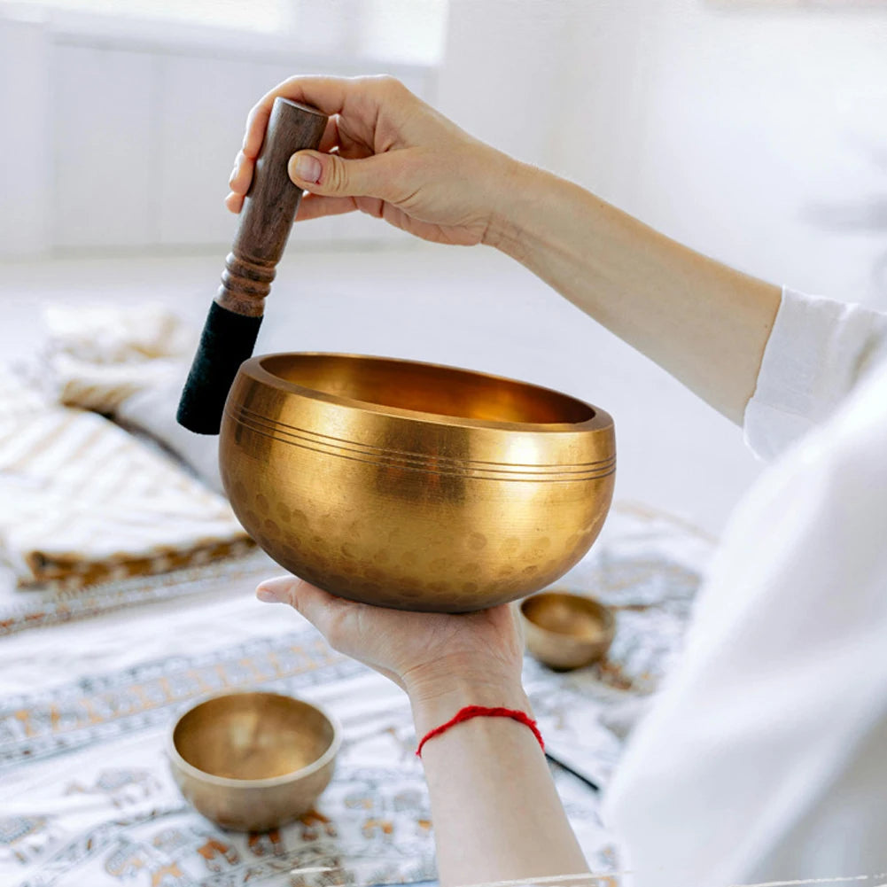 Tibetan Singing Bowl Set Meditation Singing Bowl Yoga Meditation Chanting Bowl for Yoga Chakra Healing Mindfulness Stress Relief