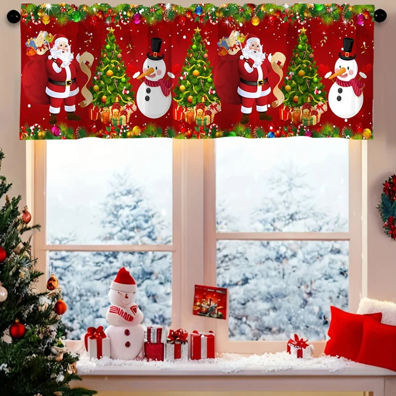 Christmas Short Curtains Valances Merry Christmas Decorations For Home 2025 Xmas Navidad Kitchen Bedroom Ornaments New Year 2026