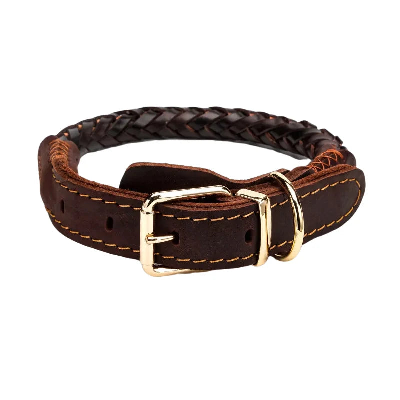 Dog Collar Leather eight-strand Braided Leather Collar for a dog Real Leather Collar big Braided large Dog Leather Collar