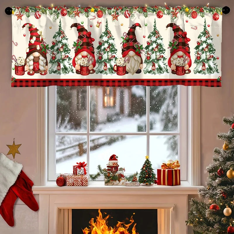 Christmas Short Curtains Valances Merry Christmas Decorations For Home 2025 Xmas Navidad Kitchen Bedroom Ornaments New Year 2026