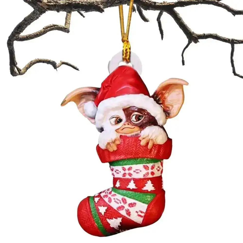 Xmas Gremlins Santa Hat Socks Dog Honeycomb Ball Christmas Tree Pendant Christmas Party Decorations Children Christmas Gift