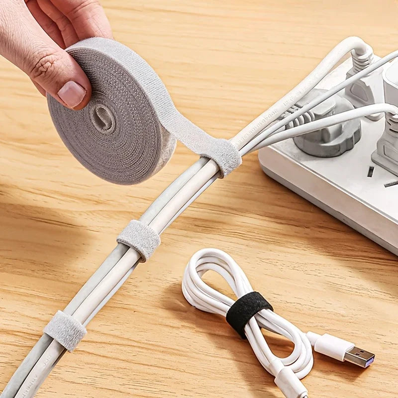 1PC Data Cable Management Strap Reusable Detachable Can Be Cut Freely Multifunctional Velcro Strap Fixed Storage Accessories