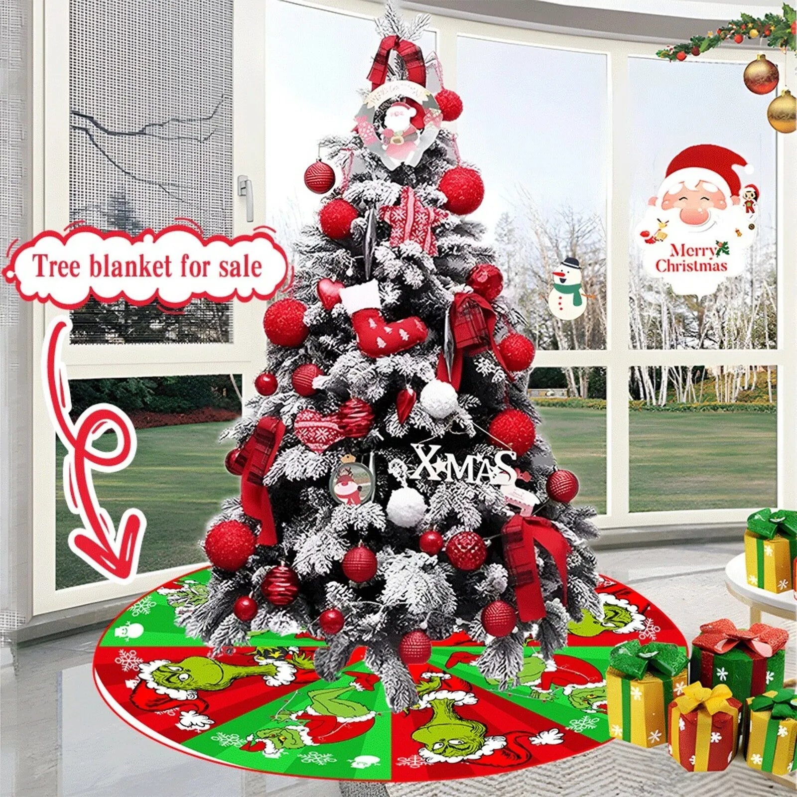 Christmas Tree Skirt Decoration For Home Xmas Tree Decorations Skirt Ornament Festive Holiday Party Decorations Indoor Outdoor