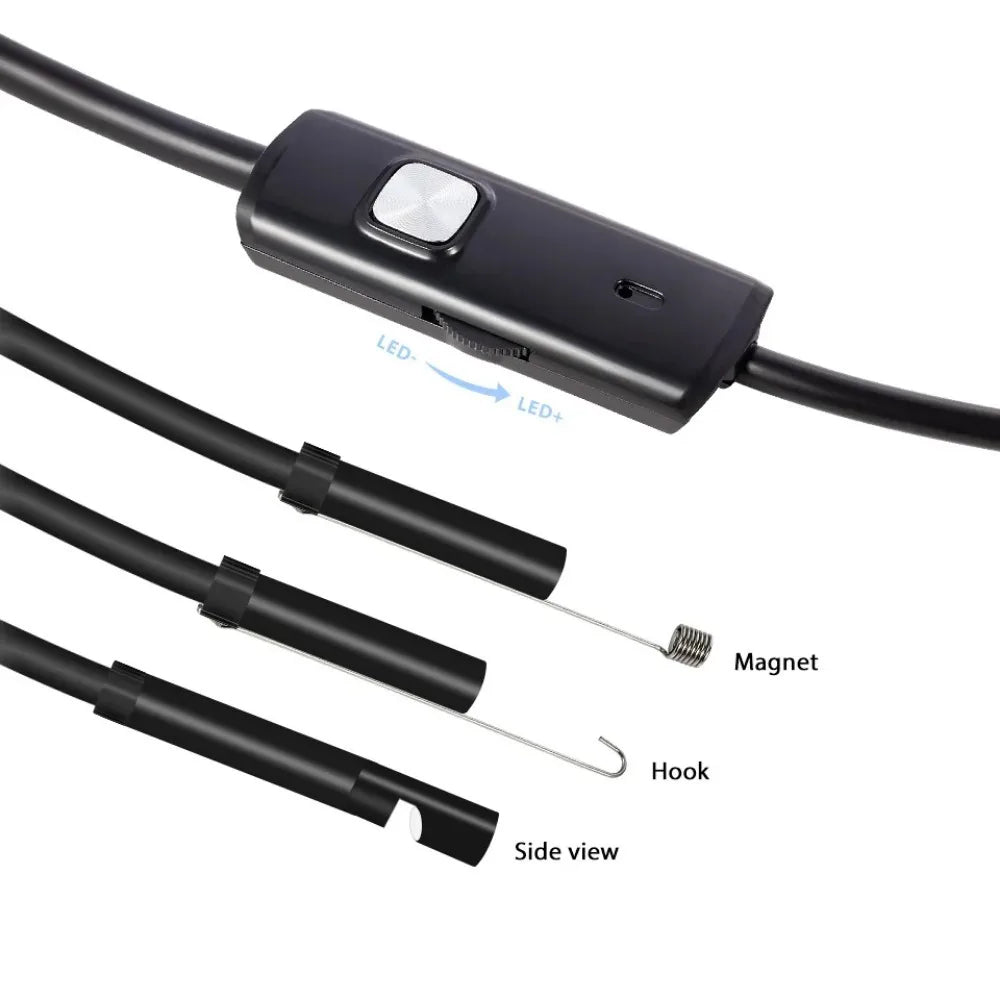 7MM Android Endoscope Camera 3 IN1 Micro USB Type C Borescope Mini Camera Waterproof LED Car Inspection For HUAWEI XIAOMI PC