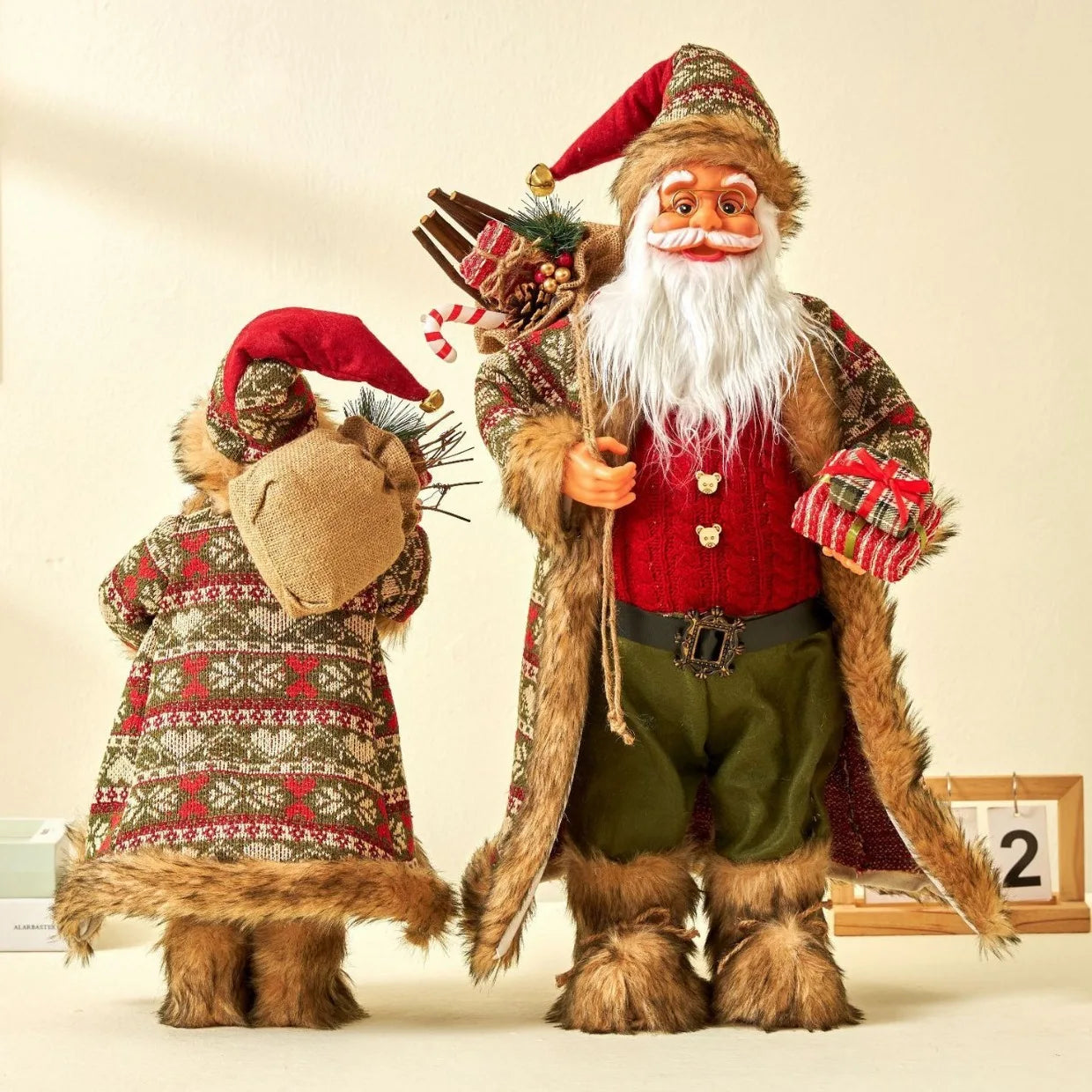 1pc Santa Claus Christmas Ornament - 12.6 inch Plastic Bird 3D Statue, Classic Holiday Decoration for Home and Kitchen, No Feath