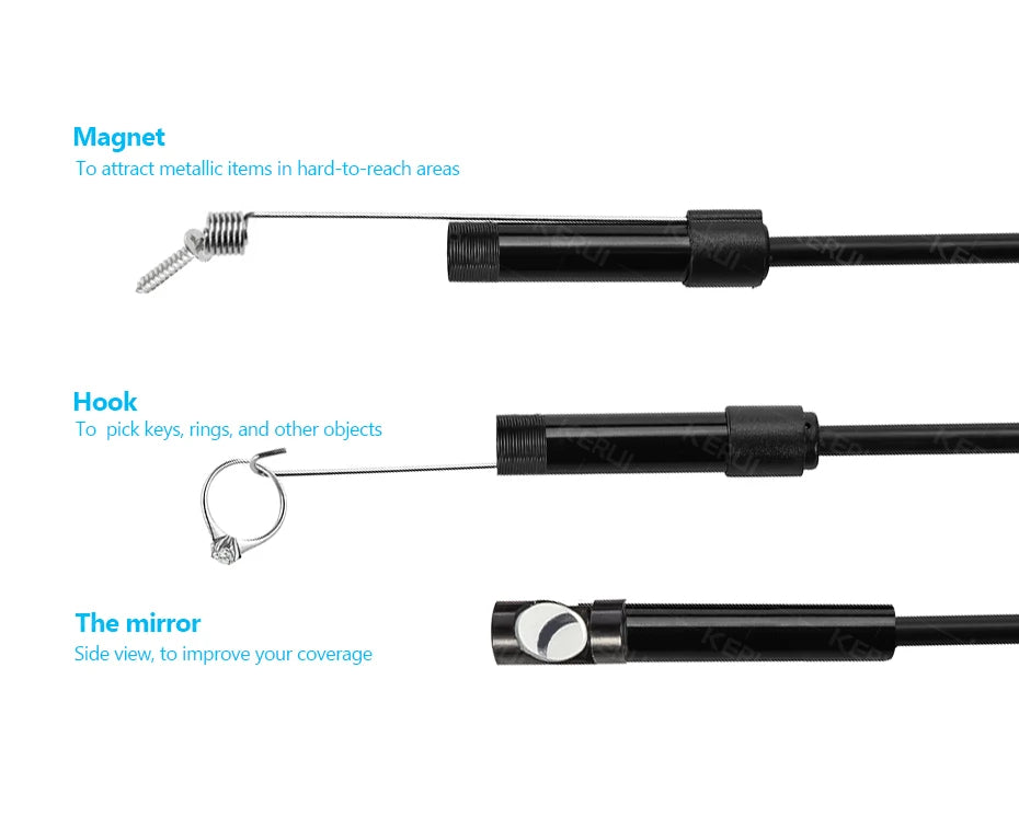 7MM Android Endoscope Camera 3 IN1 Micro USB Type C Borescope Mini Camera Waterproof LED Car Inspection For HUAWEI XIAOMI PC