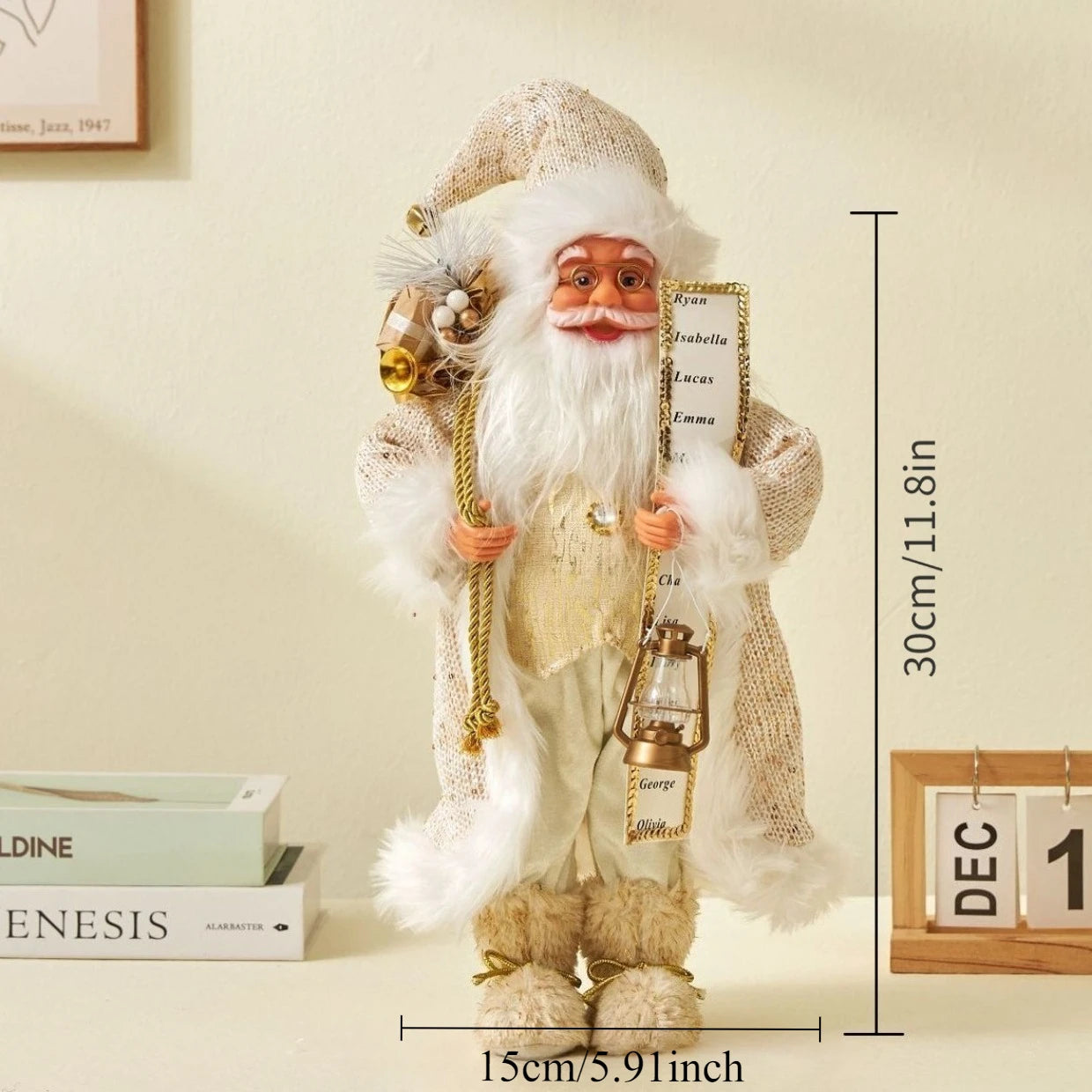 1pc Santa Claus Christmas Ornament - 12.6 inch Plastic Bird 3D Statue, Classic Holiday Decoration for Home and Kitchen, No Feath