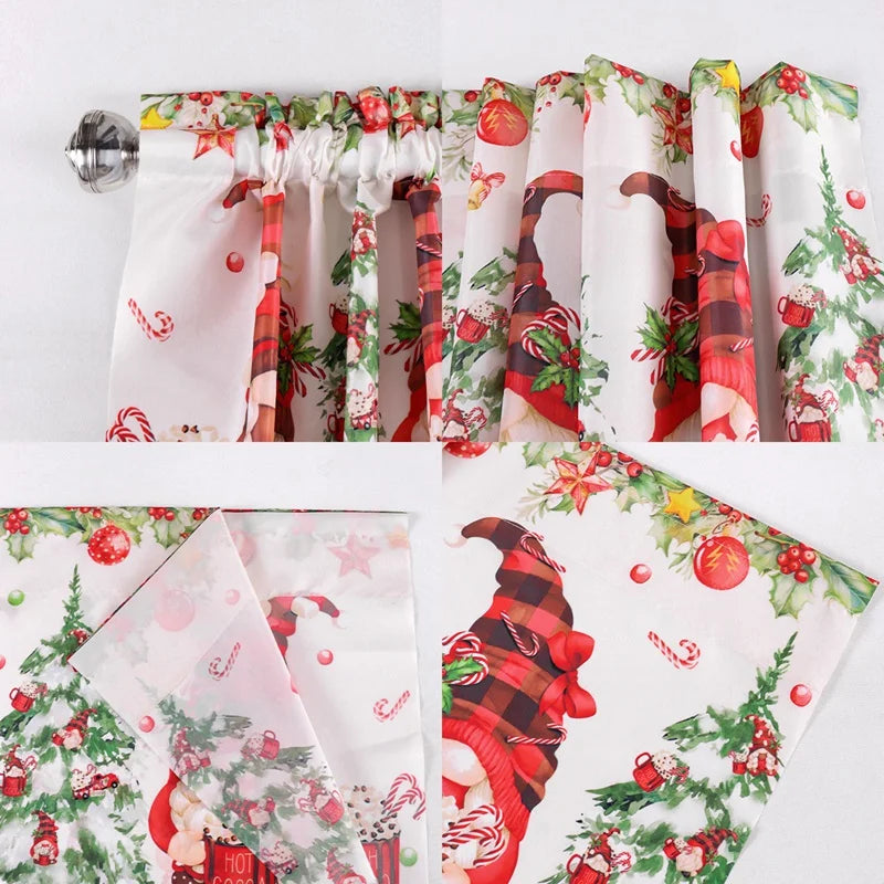 Christmas Short Curtains Valances Merry Christmas Decorations For Home 2025 Xmas Navidad Kitchen Bedroom Ornaments New Year 2026