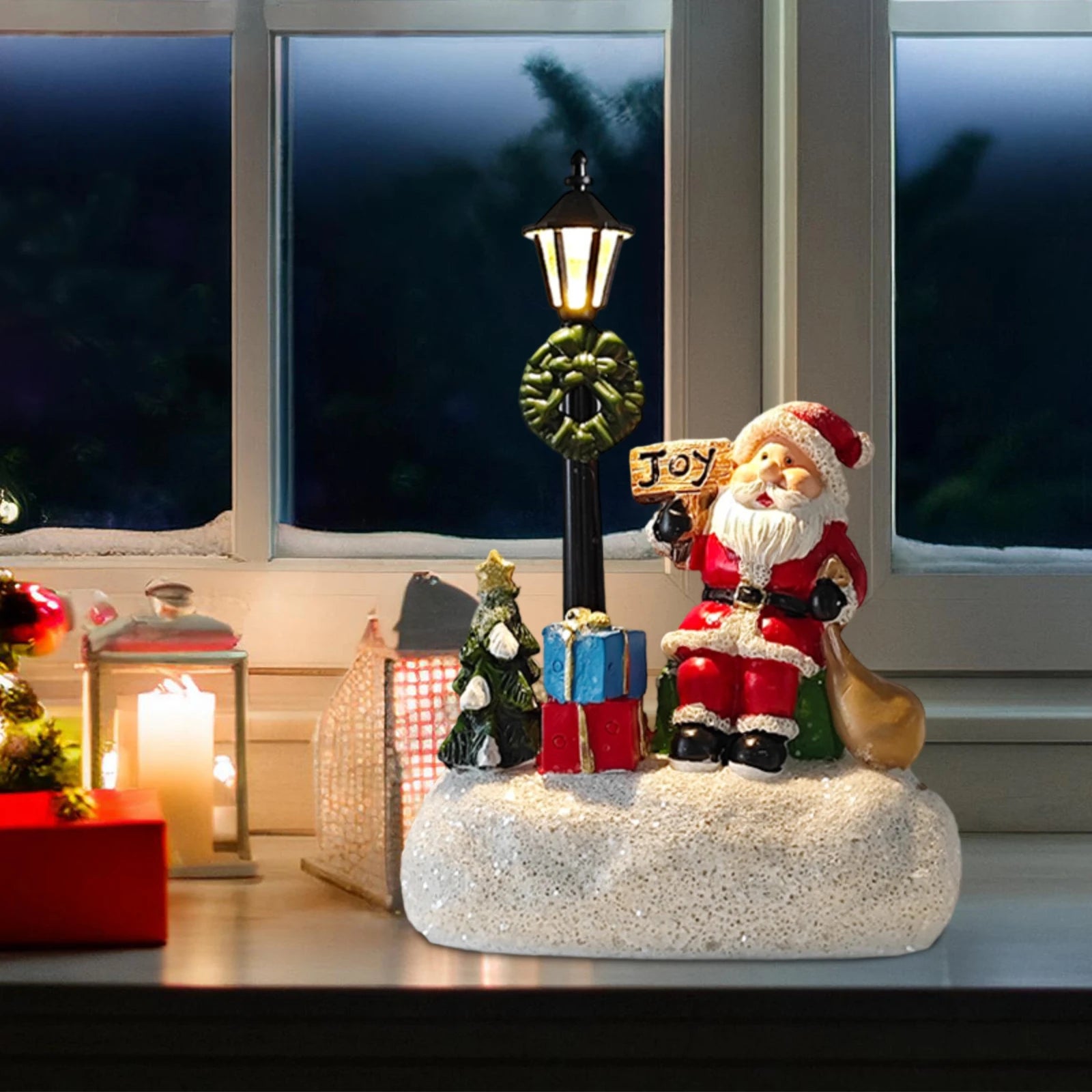2025 New Christmas Decorations Luminous Old Man Snowman Elk Desktop Ornaments Resin Crafts Party Office Decoration Holiday Gift