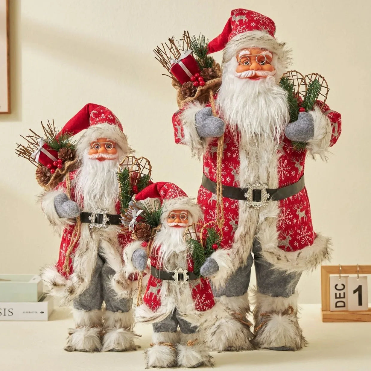 1pc Santa Claus Christmas Ornament - 12.6 inch Plastic Bird 3D Statue, Classic Holiday Decoration for Home and Kitchen, No Feath
