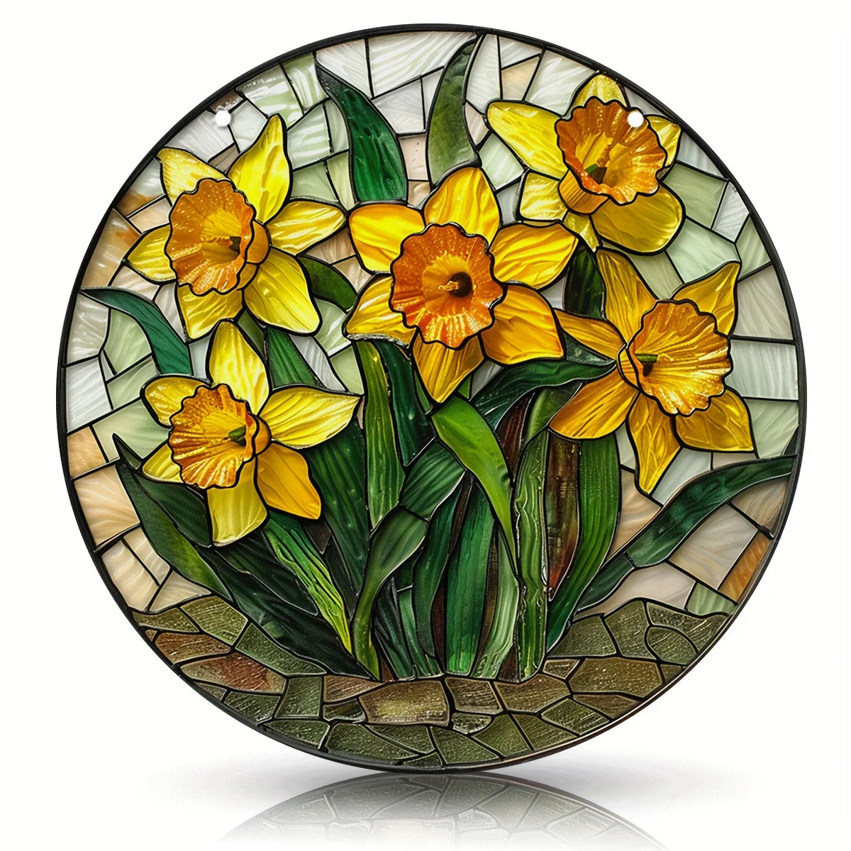 Flower Suncatcher, Stained Window Hanging, Acrylic Sign, Winter Decor, Round Sign, Wreath Sign, Wreath Center, Christmas Gift