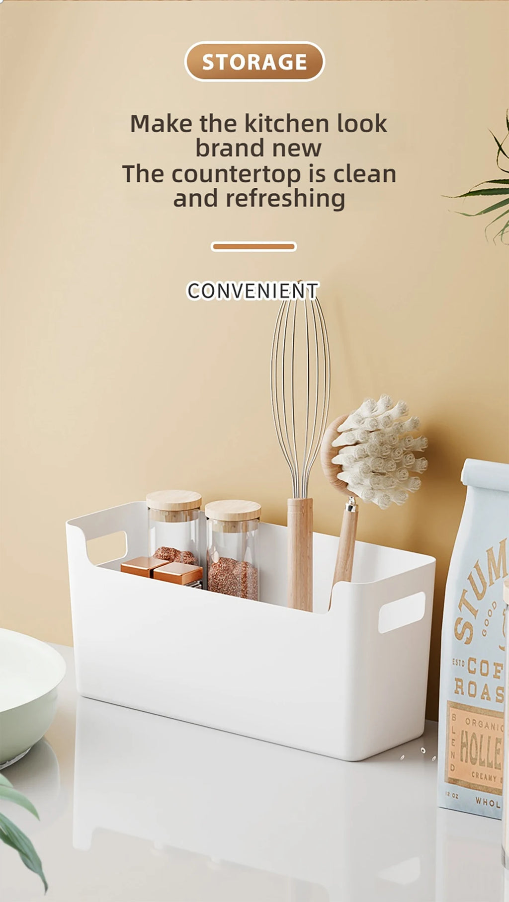 Minimalist White PP Wall-Mounted Storage Box - Self-Adhesive Cabinet Door Organizer for Kitchen, Space Saving Design (No Tools）