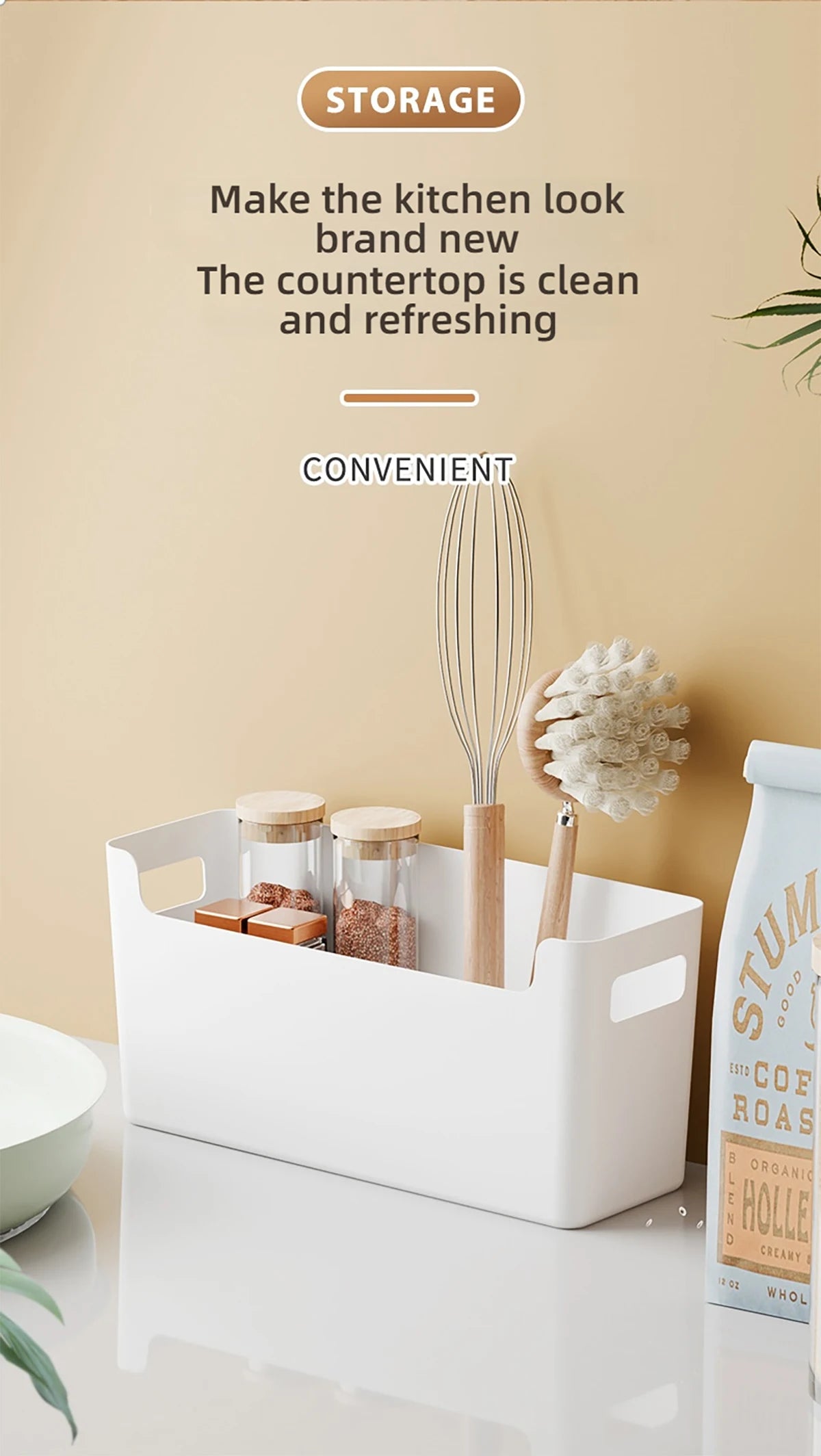 Minimalist White PP Wall-Mounted Storage Box - Self-Adhesive Cabinet Door Organizer for Kitchen, Space Saving Design (No Tools）