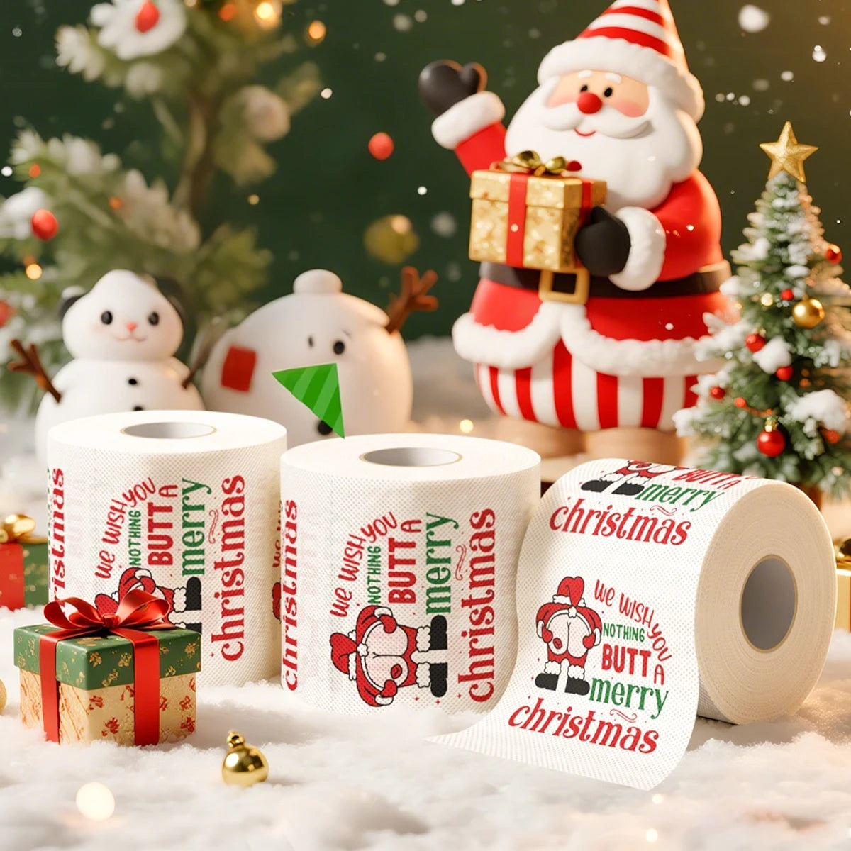 Christmas Santa Claus Bath Toilet Roll Paper Xmas Toilet Roll Paper Christmas Decor 2025 Xmas Tissue Roll Home New Year 2026