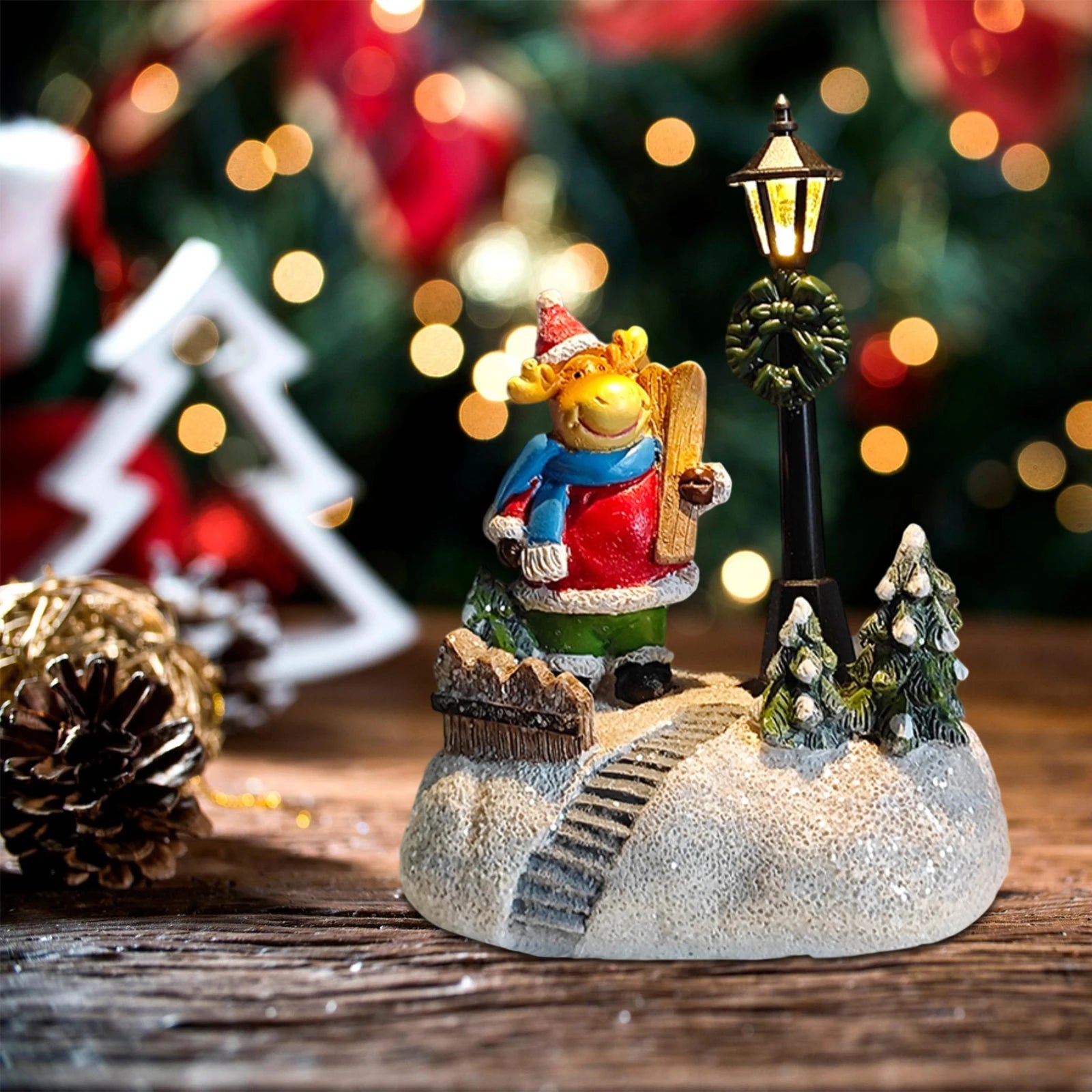 2025 New Christmas Decorations Luminous Old Man Snowman Elk Desktop Ornaments Resin Crafts Party Office Decoration Holiday Gift