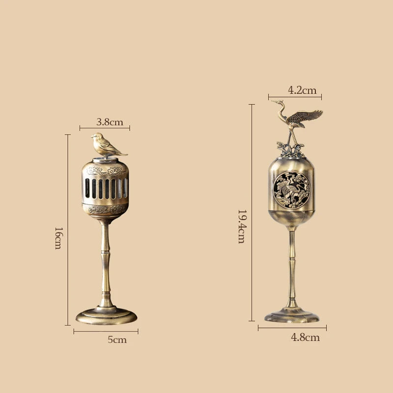 Copper Magpie Hollow Lamp Sandalwood Fragrance Censer Smoking Backflow Incense Holder Tea House Ornaments Study Room Home Decor