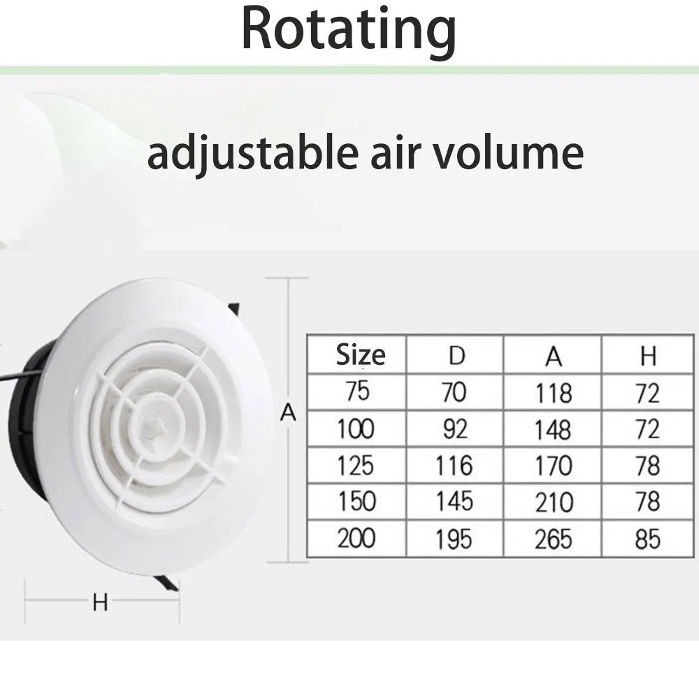 Air Vent Grill Round Air Ventilation Cover Ventilation Grille Kitchen Ducting Ceiling Wall Air Vent Grille 75 100 125 150 200MM